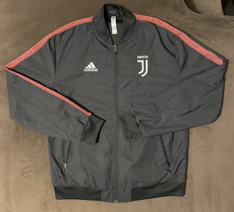 Adidas Juventus Anthem Bomber Jacket DX9210 Black Pink Turbo Mens Size Medium