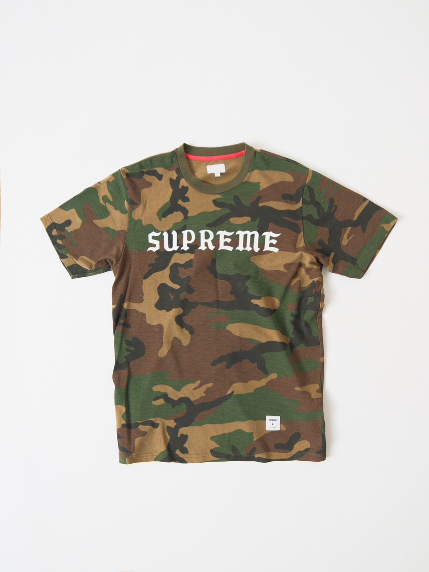 SZ L Supreme Logo Camo Cut-N-Sew Top