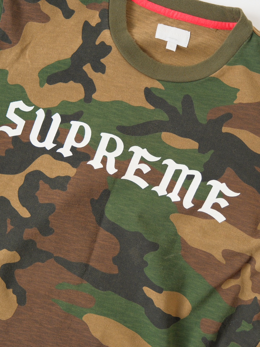 SZ L Supreme Logo Camo Cut-N-Sew Top