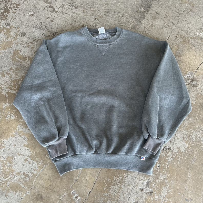 Vintage 90s Russell Athletic Charcoal Gray Sweatshirt Large Made In USA
