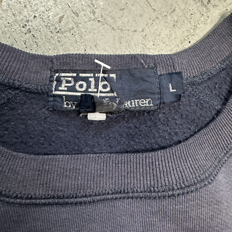 Vintage Polo Ralph Lauren Bear Basketball Faded Navy Sweatshirt Large Grunge