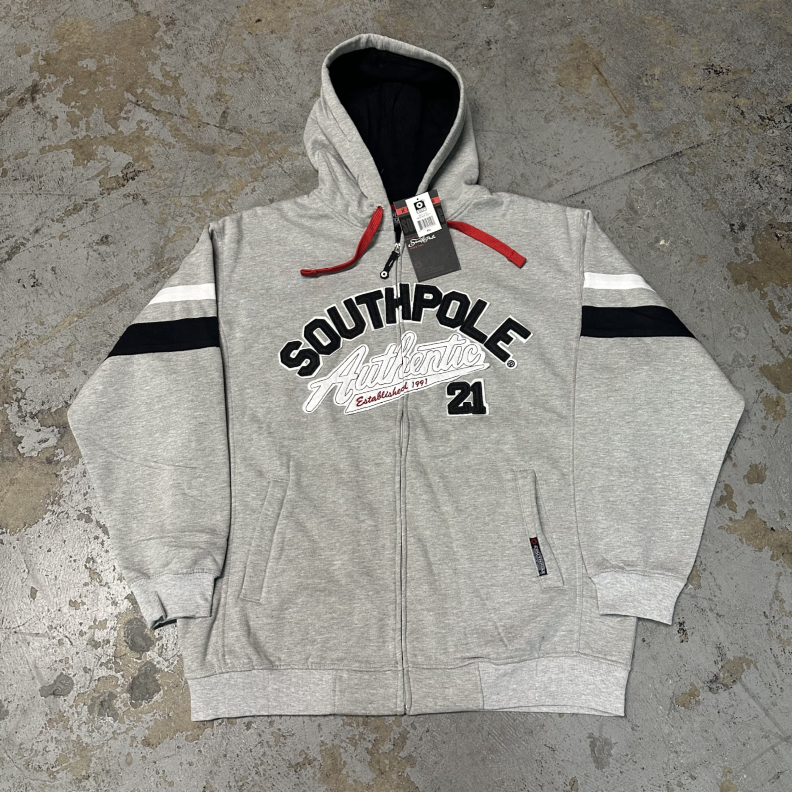NWT Vintage Y2K Southpole Gray Zip Up Hoodie Large Men NEW Jesse Pinkman