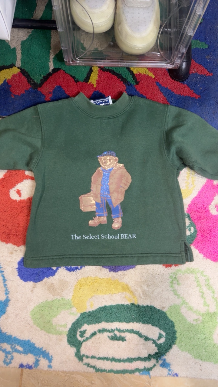 Kids youth vintage school bear pull over