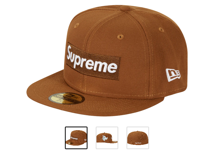 Supreme x New Era Money Box Logo Brown Fitted Hat (SIZE 7 5/8) , NEW