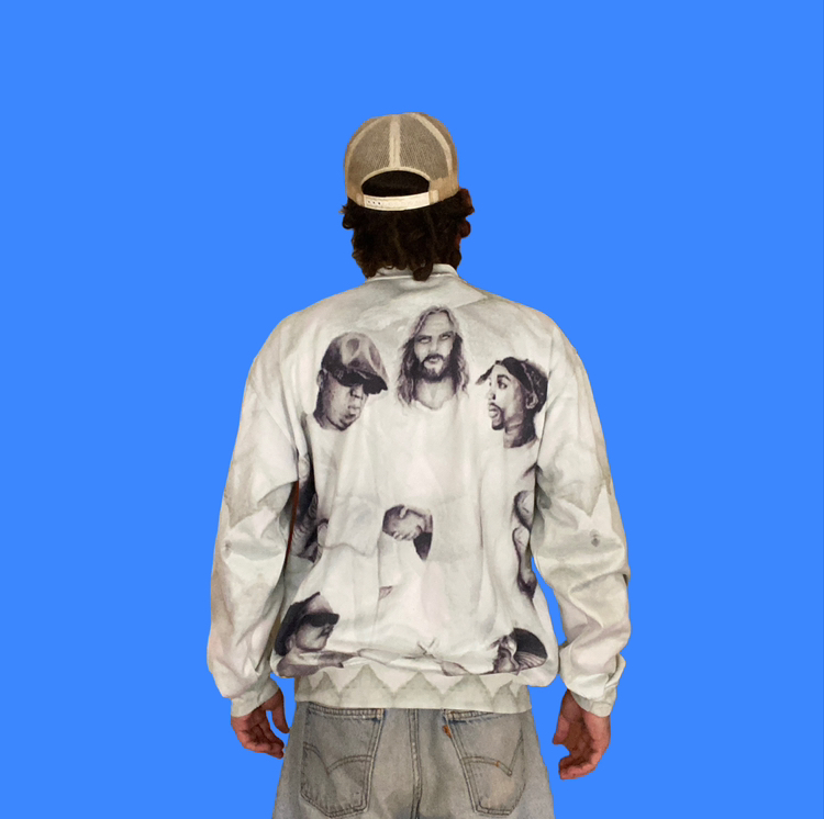 Jesus With Tupac and Notorious BIG All Over Print Hip Hop Rap Sweatshirt