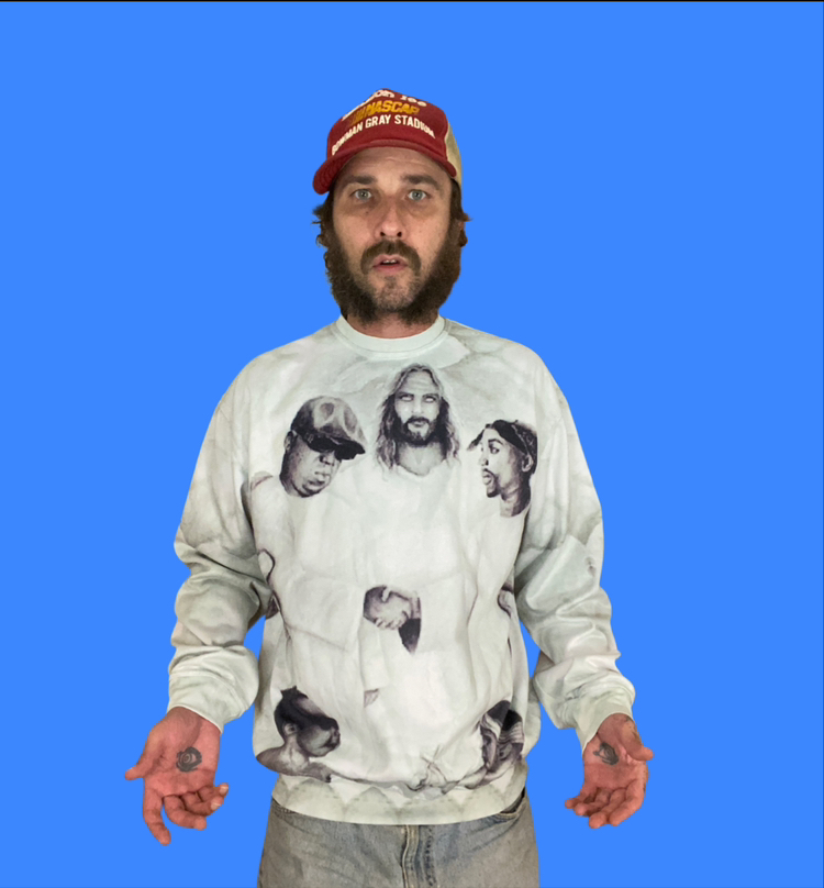 Jesus With Tupac and Notorious BIG All Over Print Hip Hop Rap Sweatshirt