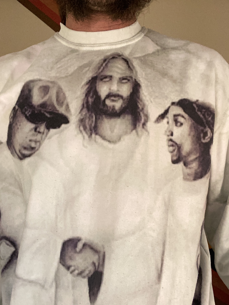 Jesus With Tupac and Notorious BIG All Over Print Hip Hop Rap Sweatshirt