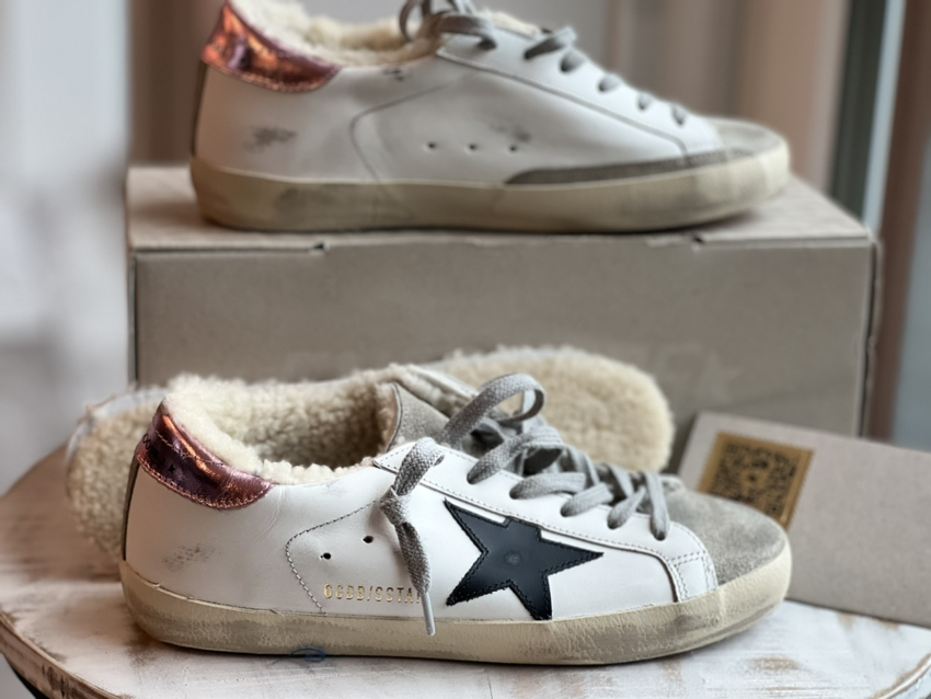 Golden Goose White Ice Pink Black size 6w 36EU new