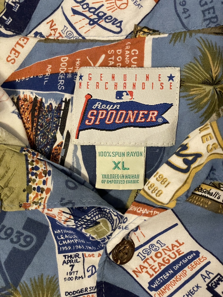 Vintage Reyn Spooner LA Dodgers Los Angeles Hawaiian Shirt Baseball MLB XL