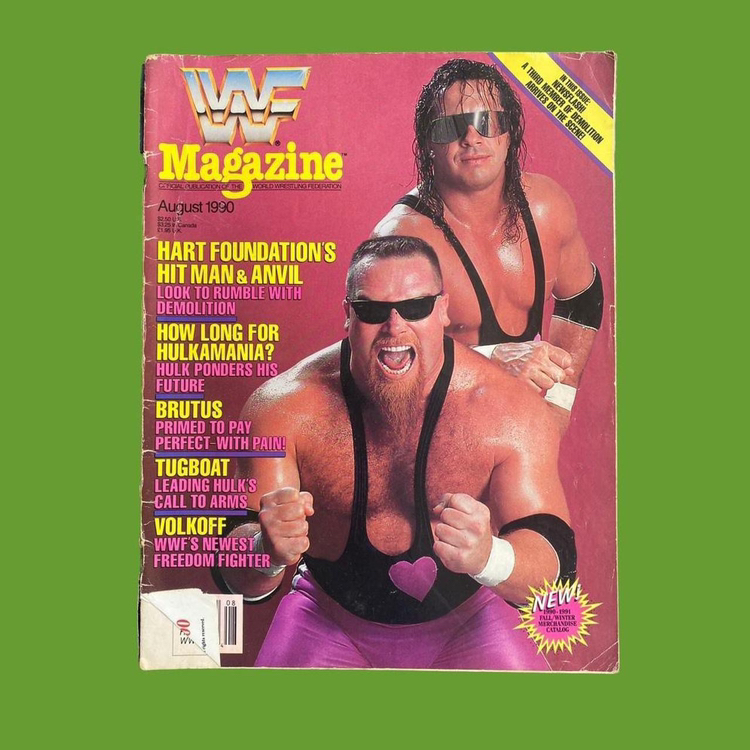 Vintage August 1990 WWF Wrestling Magazine With Bret Hart On The Cover