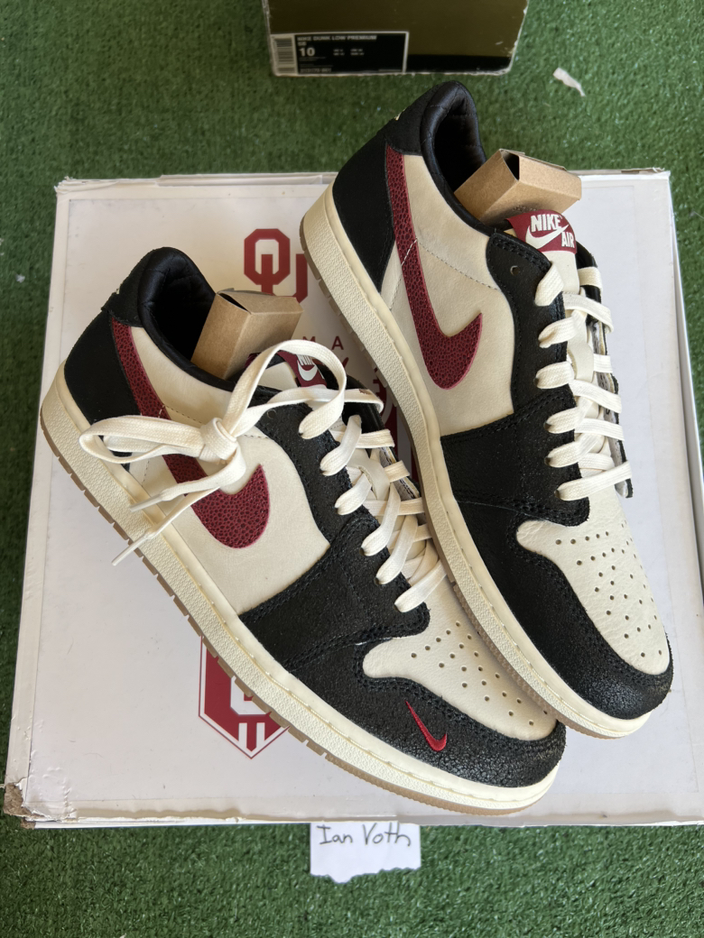 Oklahoma Sooners PE Jordan 1 Low - Size 11.5