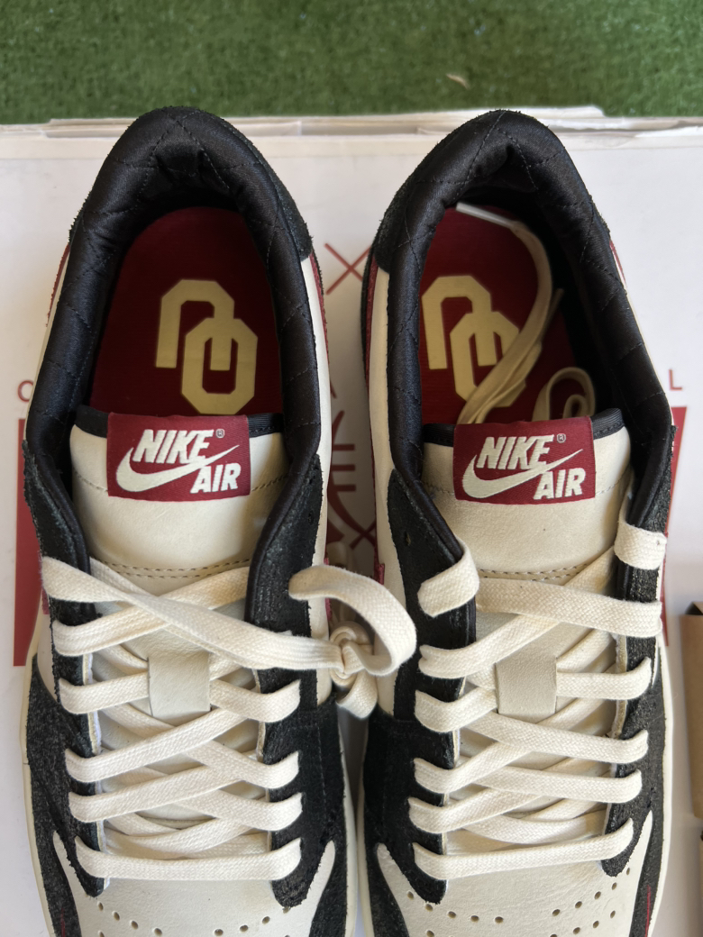 Oklahoma Sooners PE Jordan 1 Low - Size 11.5