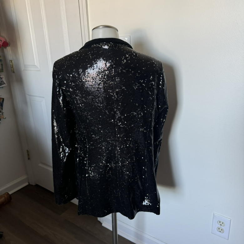 Helene Berman London Black Sequined Blazer Size L