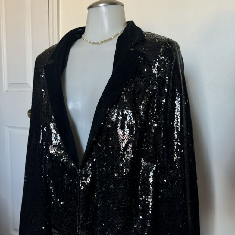 Helene Berman London Black Sequined Blazer Size L