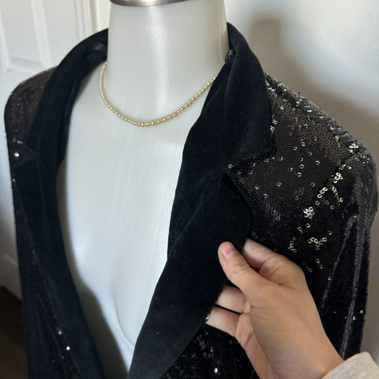 Helene Berman London Black Sequined Blazer Size L