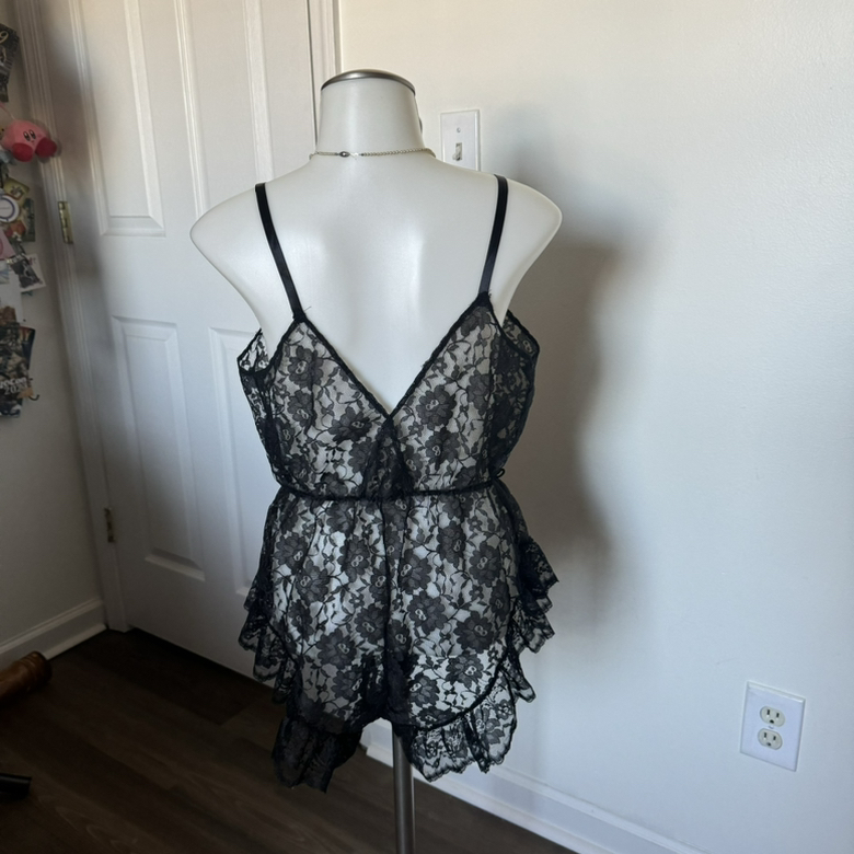 Black Sheer Lace Lingerie Romper