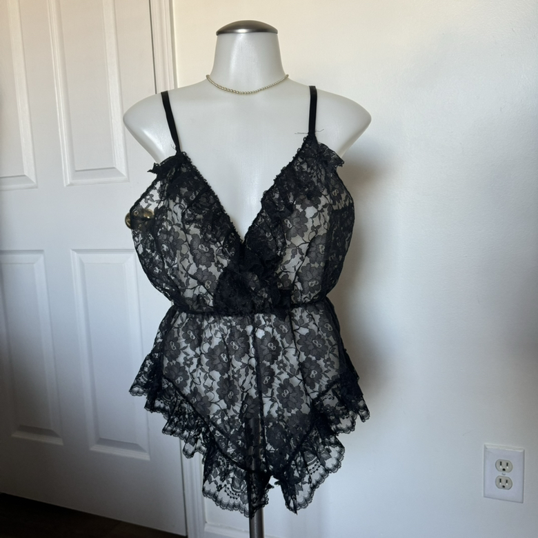 Black Sheer Lace Lingerie Romper