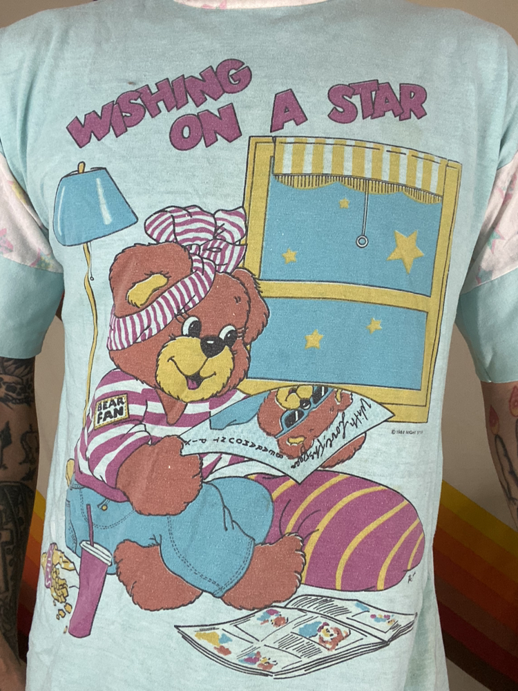 Women’s Vintage 80’s Teddy Bear Paper Thin Night Gown Or Large T-Shirt