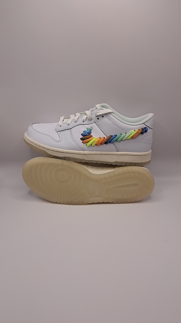 sz 6.5y Nike Dunk Low SE Rainbow Lace Swoosh GS