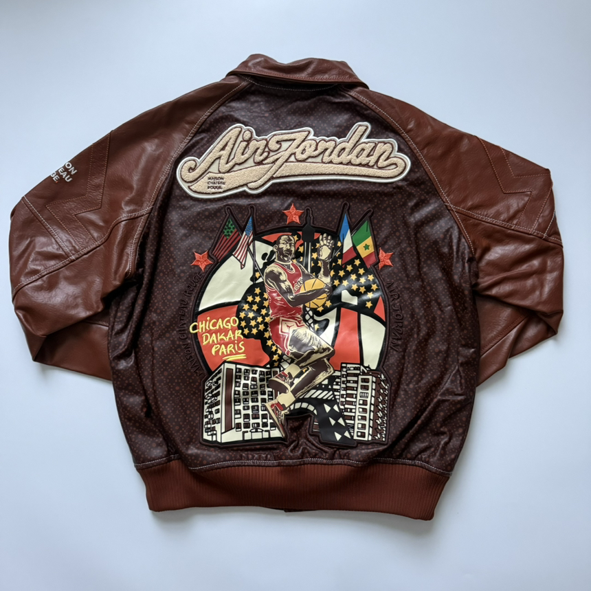 S Jordan x Maison Chateaurouge Leather Varsity Jacket