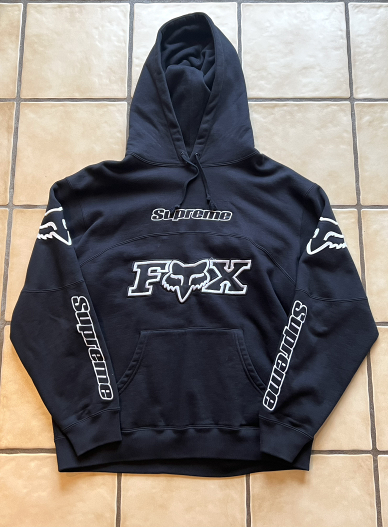 Supreme Fox Racing Hooded Sweatshirt Black Size Medium Pre-Owned