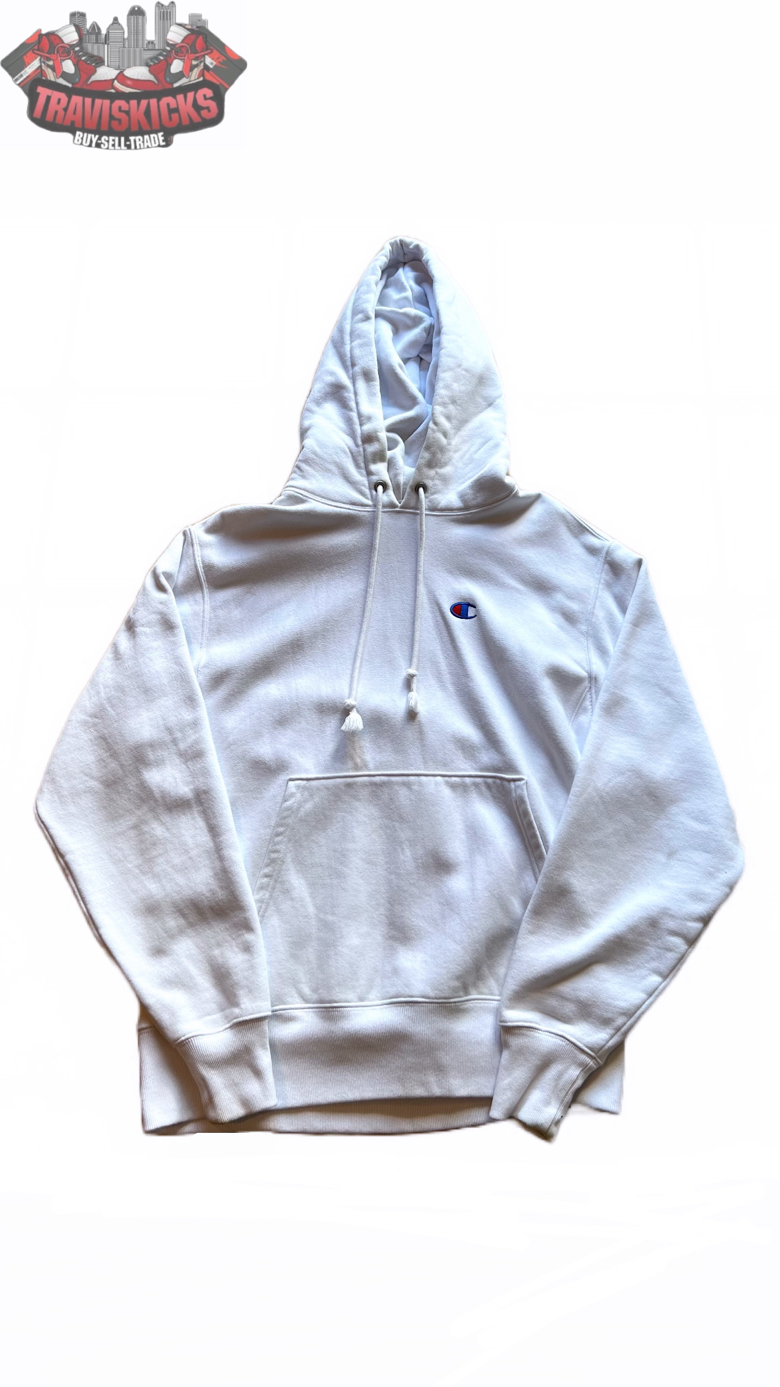 Champion Reverse Weave White Pullover Hoodie Men’s Size Medium Pre-Owned