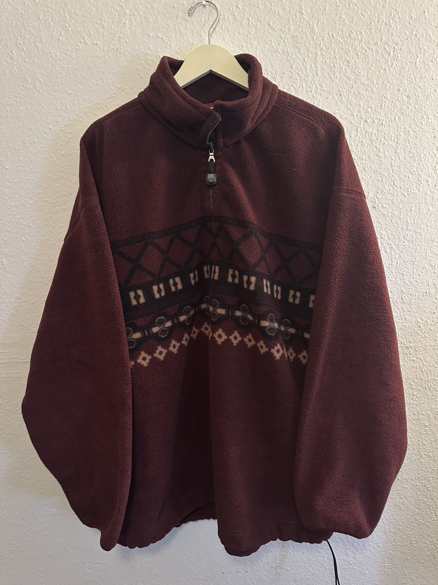 XL MAROON Fleece HALF ZIP