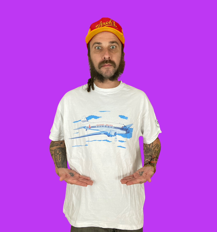 Vintage 90’s Piedmont Airlines Single Stitch Airplane XL White T-Shirt