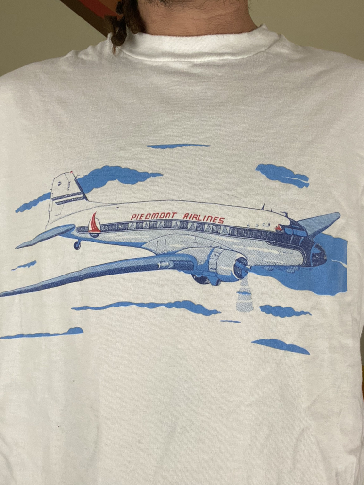 Vintage 90’s Piedmont Airlines Single Stitch Airplane XL White T-Shirt