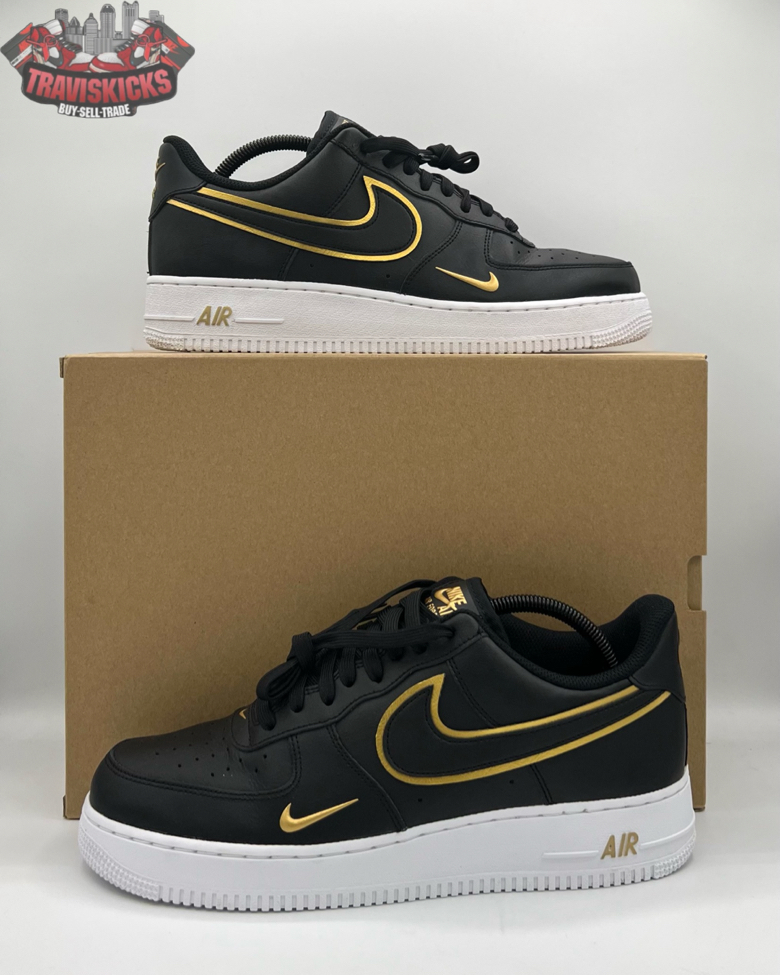 Nike Air Force 1 Low ‘07 Black Metallic Gold Size 10 Pre-Owned