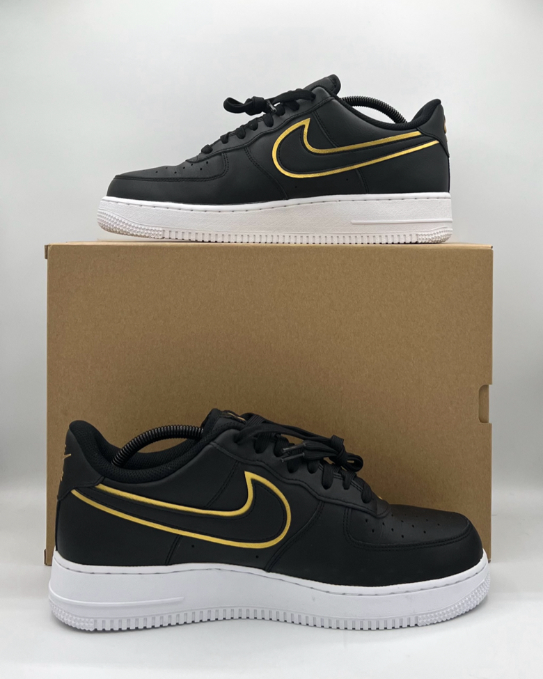 Nike Air Force 1 Low ‘07 Black Metallic Gold Size 10 Pre-Owned