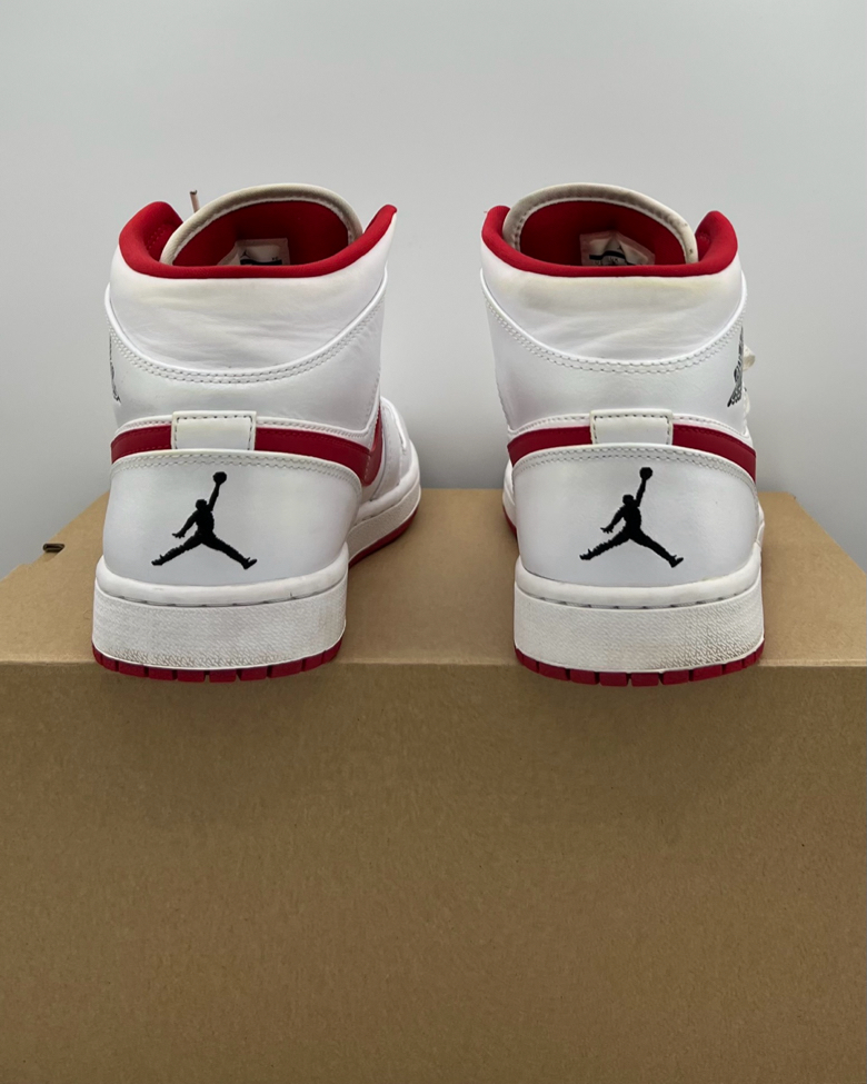 Air Jordan 1 Mid White Gym Red 2014 Size 10 Pre-Owned