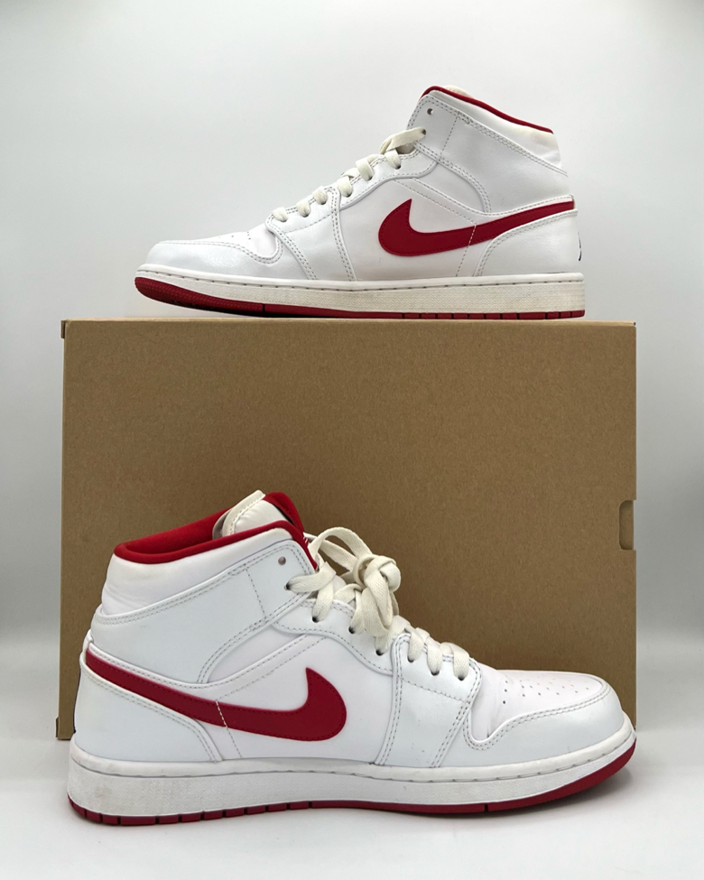 Air Jordan 1 Mid White Gym Red 2014 Size 10 Pre-Owned