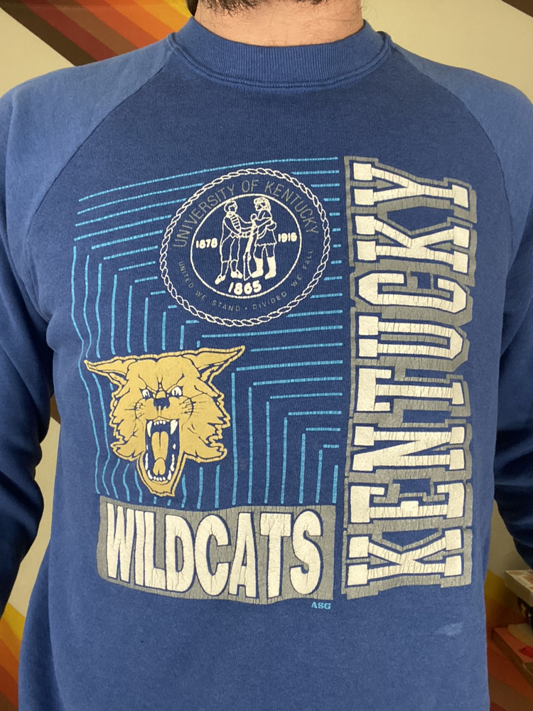 Vintage 80’s Kentucky Wildcats NCAA Small Blue Sports Crewneck Sweatshirt