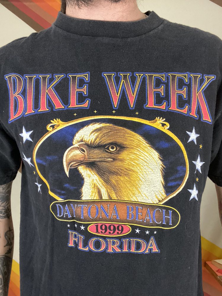 Vintage 90’s Bald Eagle Biker Double Sided Daytona Bike Week T-Shirt