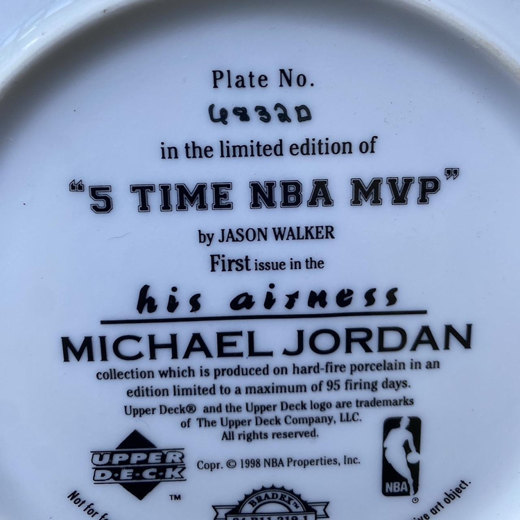 Michael Jordan Vintage 90’s Bradford Exchange Collectible Art Plate