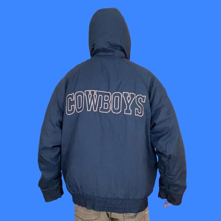 Vintage Dallas Cowboys NFL Football Hooded Puffer Zip Up Winter Jacket