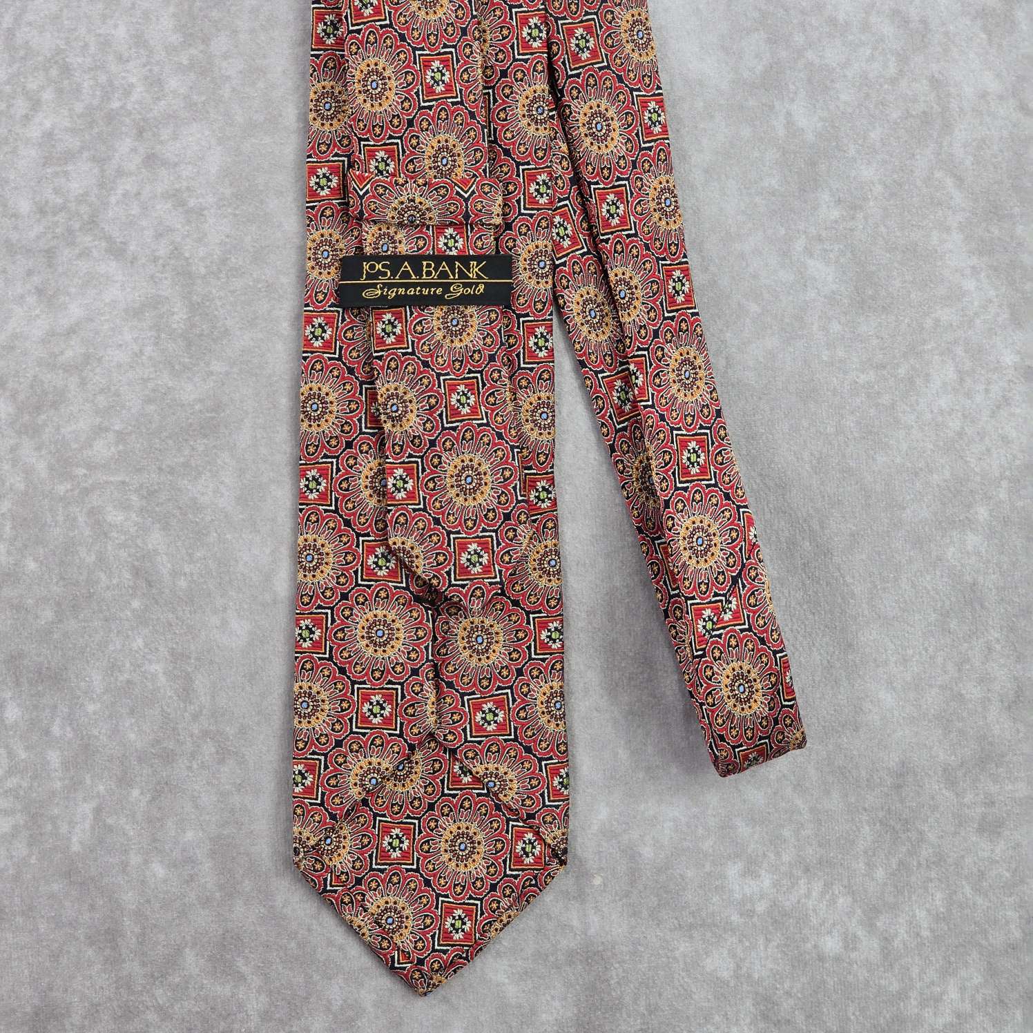 Jos A Bank Red Floral Paisley Silk Italian Neck Tie T12