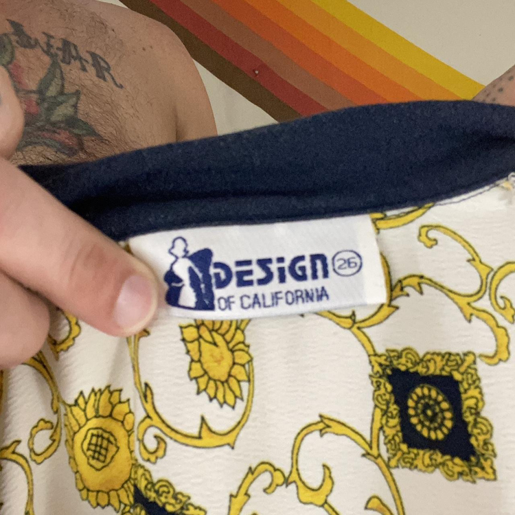 Vintage 80’s Polyester Baroque Floral Regal Blouse Button Up Shirt