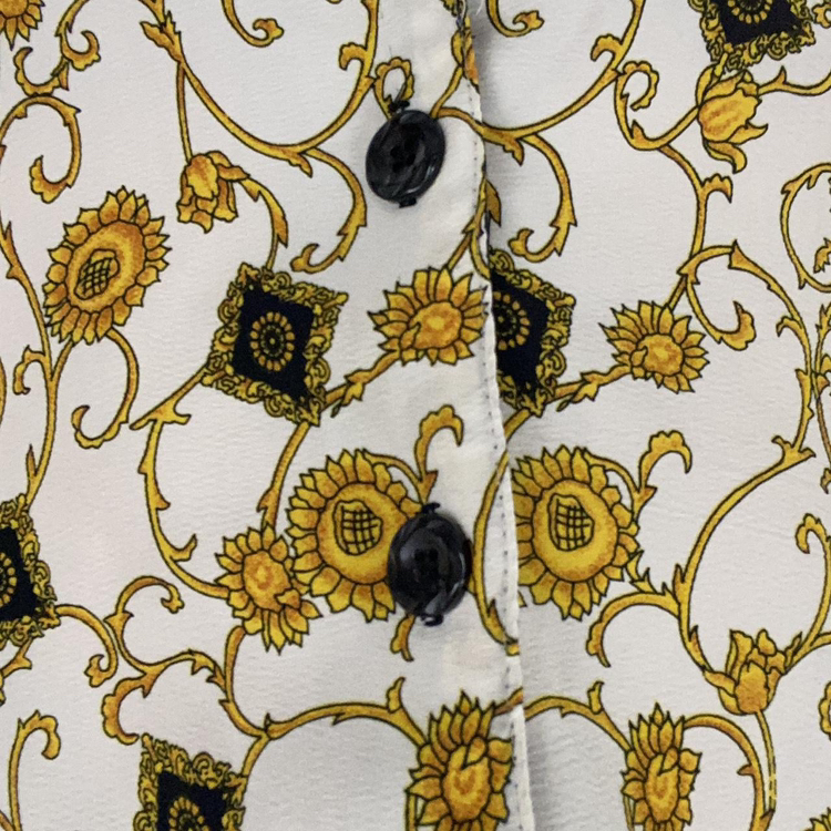Vintage 80’s Polyester Baroque Floral Regal Blouse Button Up Shirt
