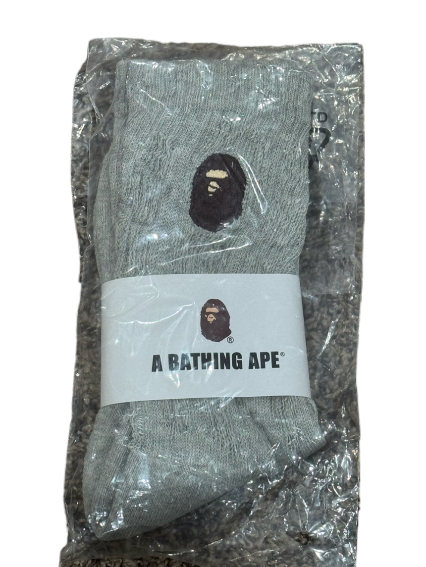 A BATHING APE BAPE GRAY SOCKS NEW