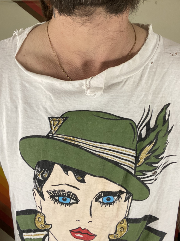 Vintage 80’s Shredded Single Stitch Cartoon Fashion Woman Face Art T-Shirt
