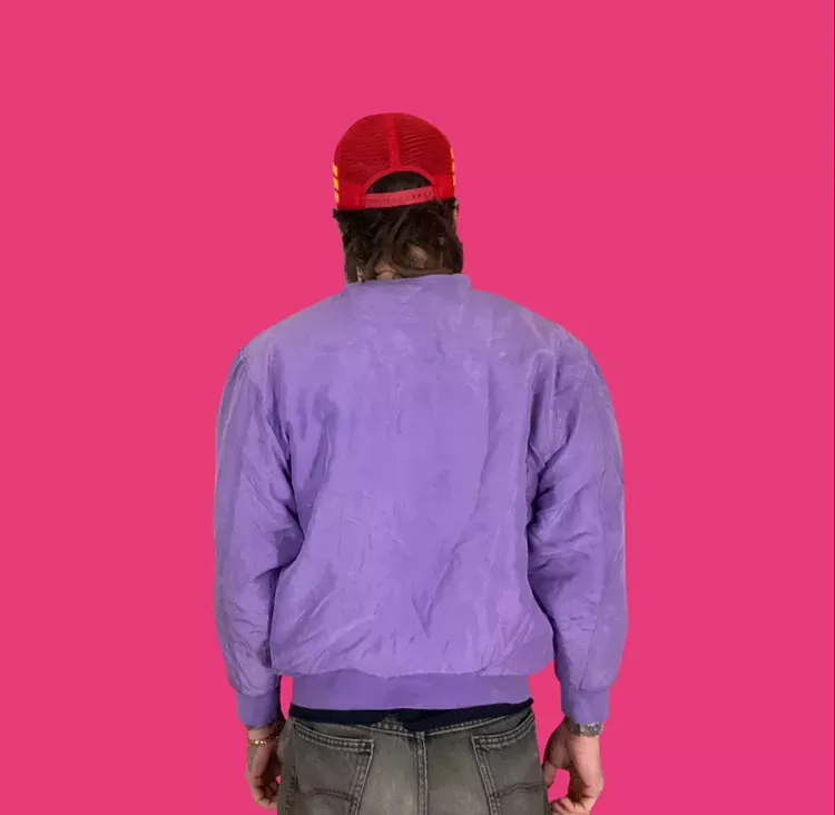 Vintage Purple Silk Norma Jeane Marilyn Monroe 90’s Windbreaker Jacket