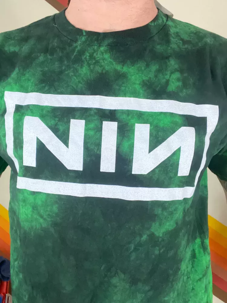 Nine Inch Nails NWT Green Tie Dye Hot Topic Industrial Heavy Metal Band T-Shirt