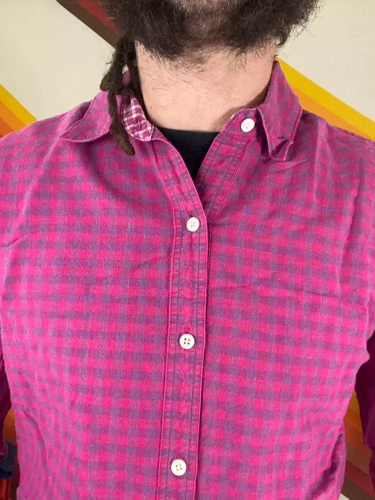 Pink And Purple Plaid Wrangler Blues Small Rancher Cowgirl Button Up Shirt