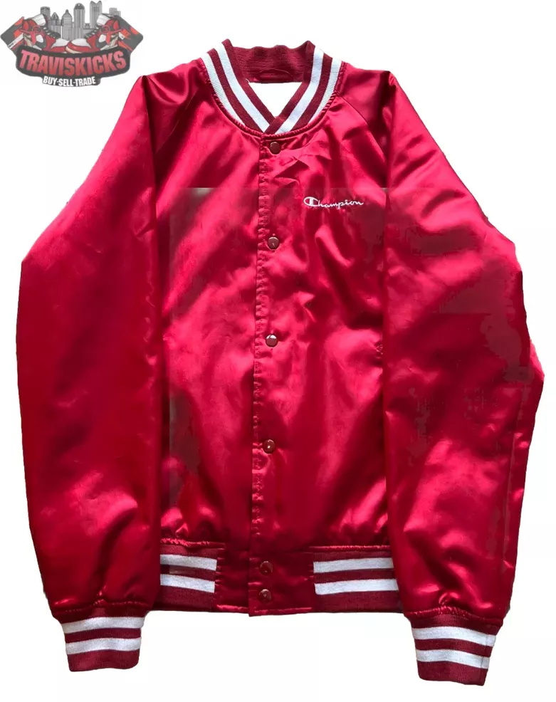 Vintage Supreme X Champion Satin Varsity Jacket Red SS13 Size Medium Pre-Owned