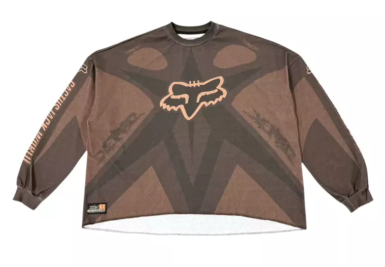 Travis Scott X Fox Racing Brown Jersey Size Large Brand New