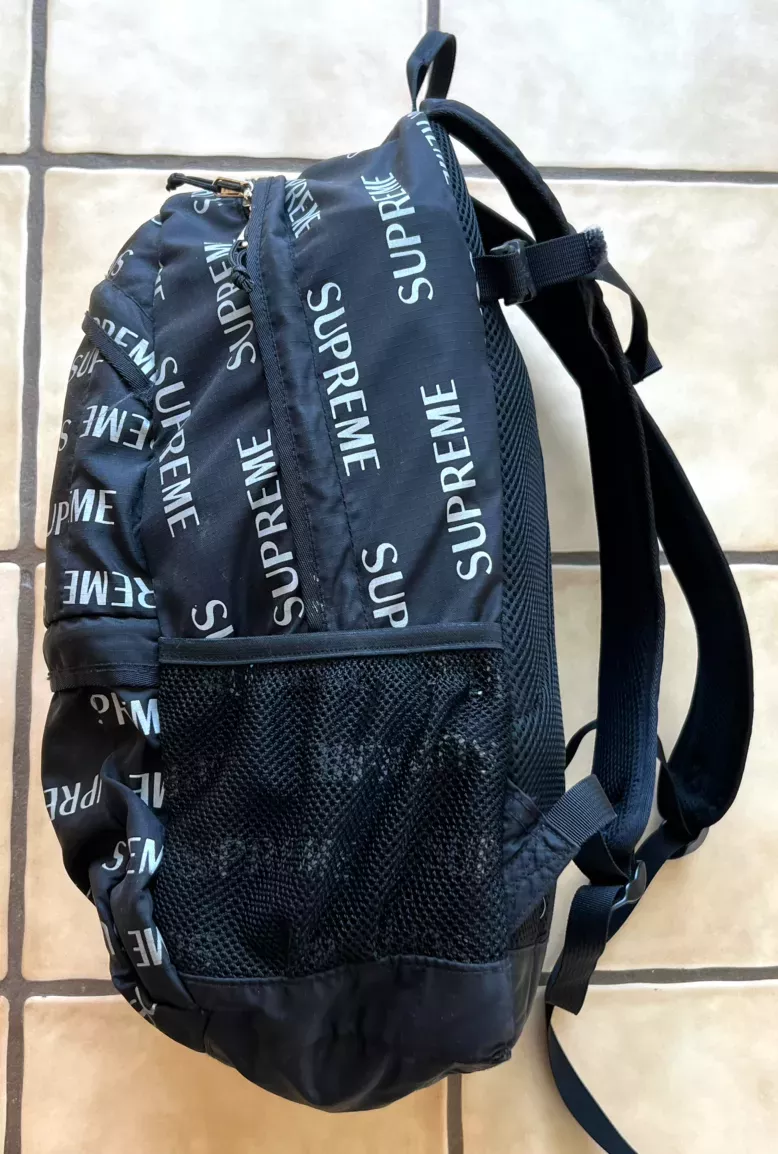 Supreme 3M Reflective Repeat Backpack Black FW16 Pre-Owned