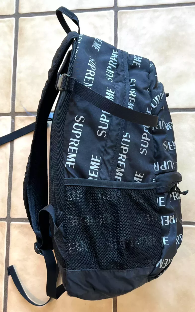 Supreme 3M Reflective Repeat Backpack Black FW16 Pre-Owned