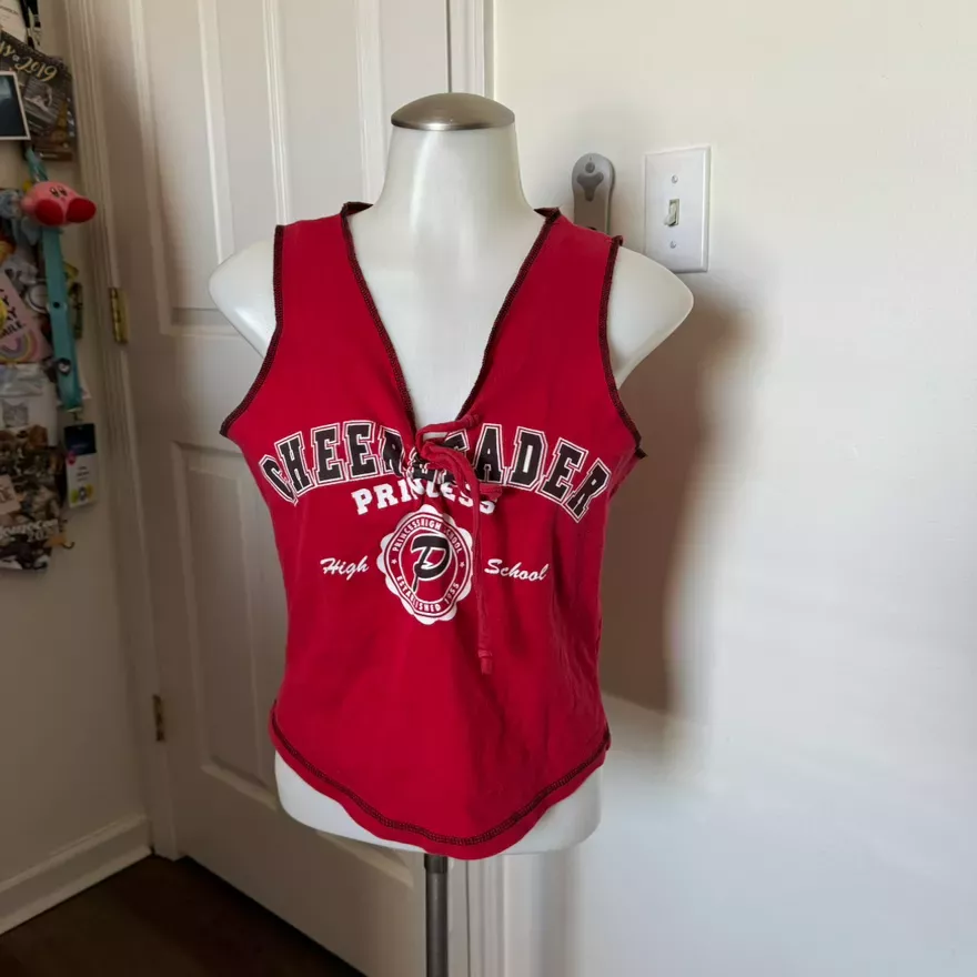 Y2K Cheerleader Red Top Large